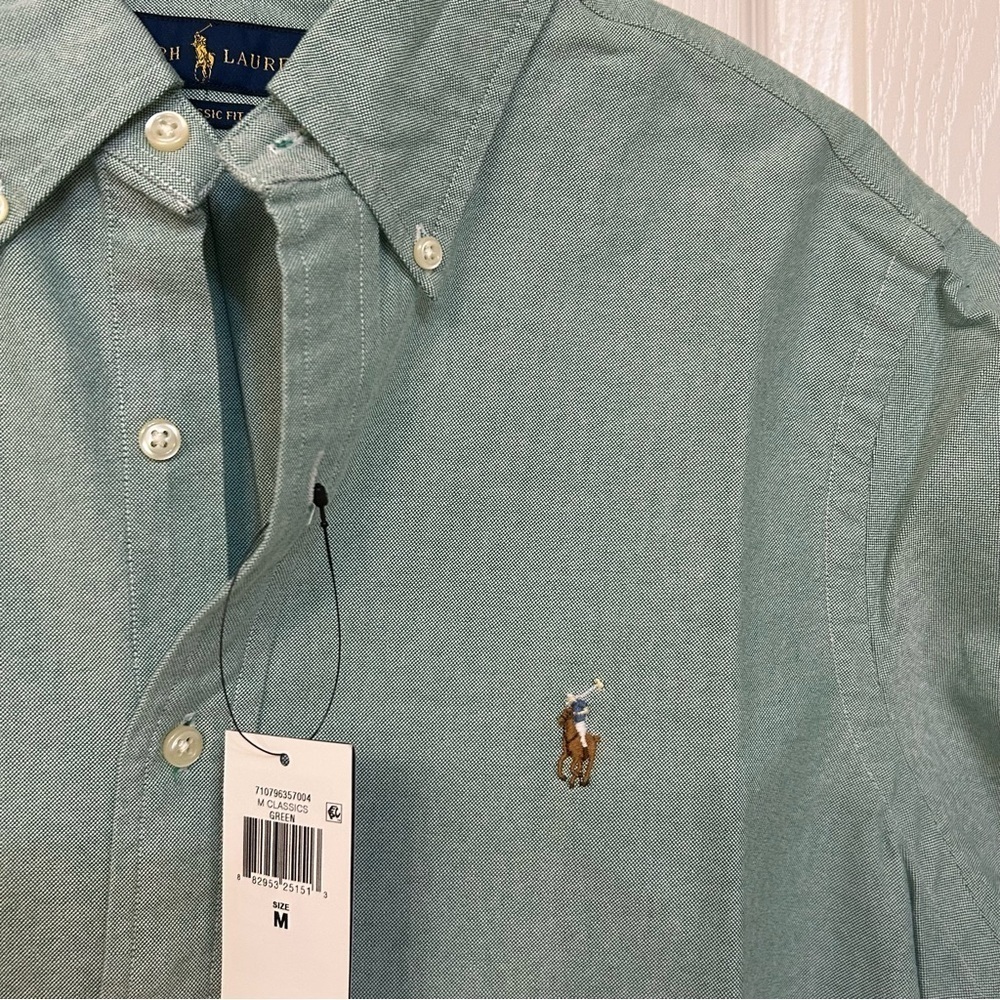 Polo Ralph Lauren Men's Classic Fit Oxford Shirt in Green Size M - Picture 4 of 7